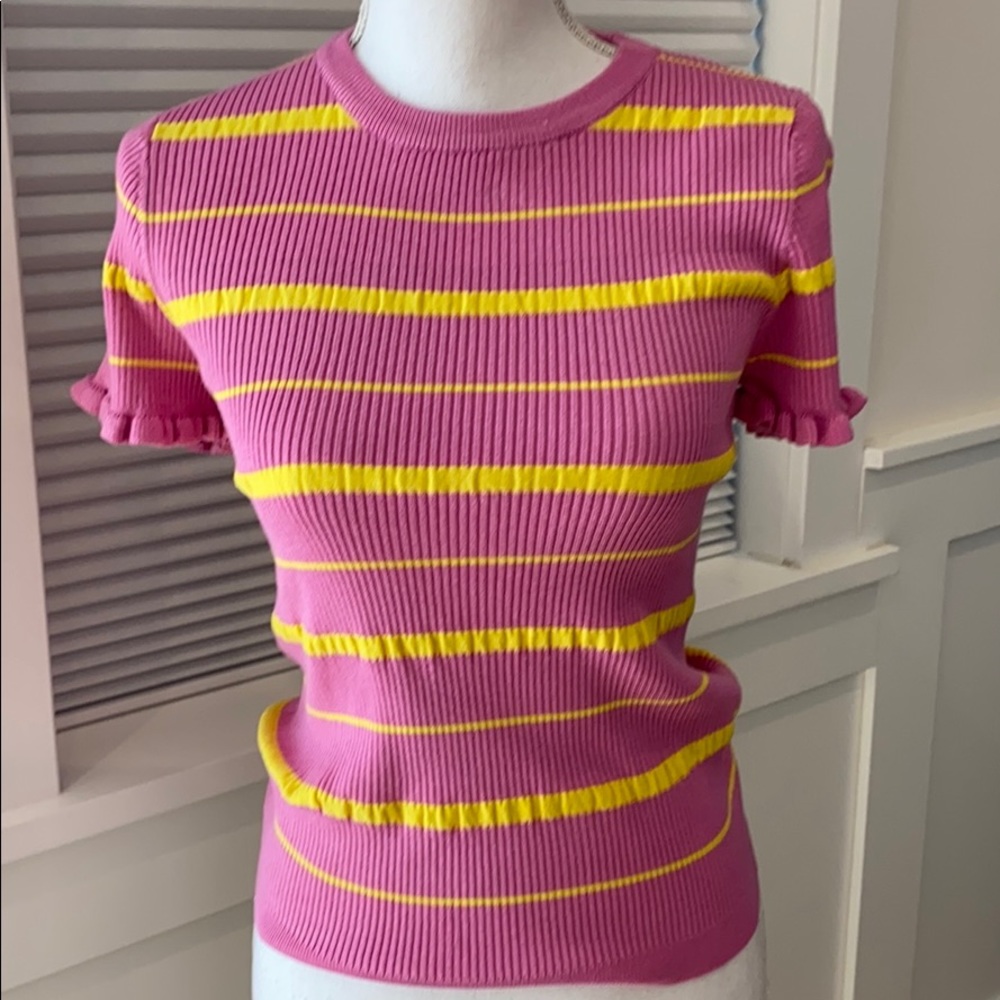 NWT Pink and Yellow Short Sleeved Sweater